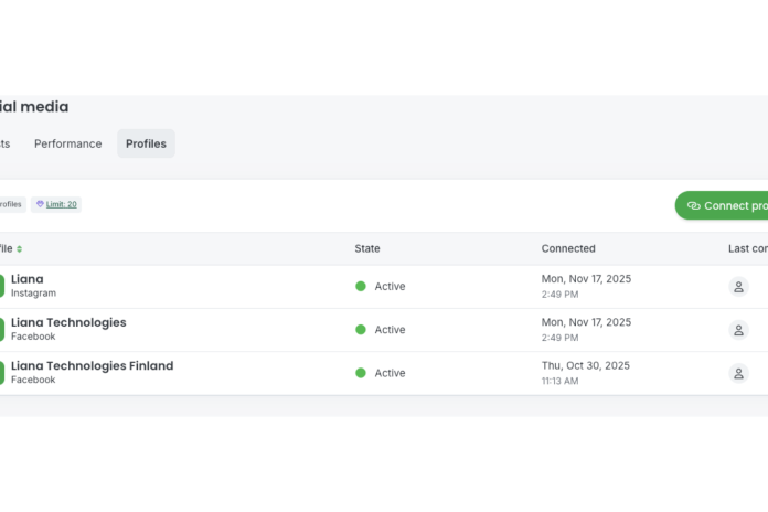LianaMonitorin käyttöliittymä