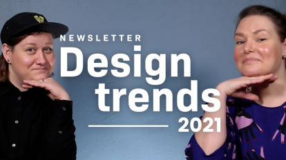 Edi and Fanni pose for the newsletter design tips video