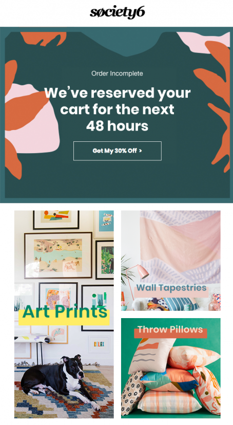 Abandoned shopping cart reminder by Society6