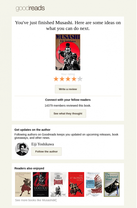 Personalized recommendation example by Goodreads