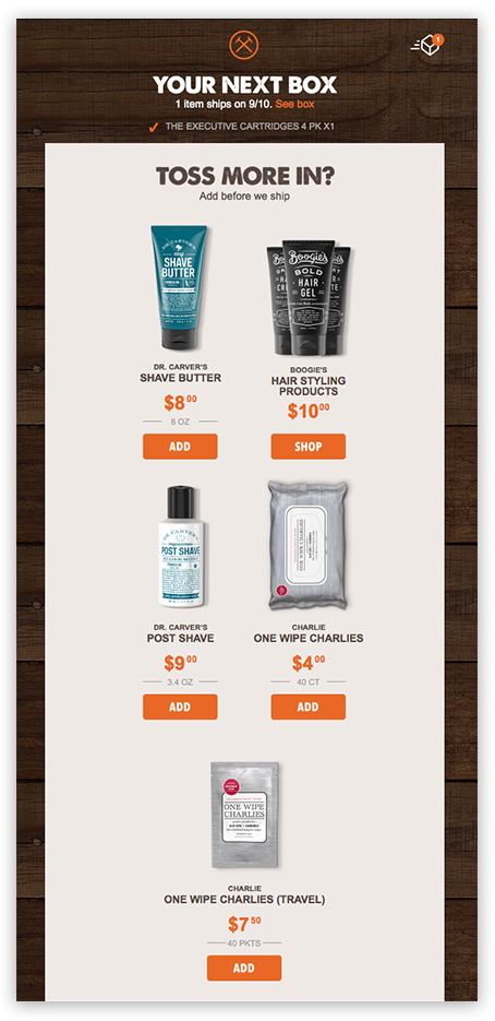 an upselling email offering complementary products