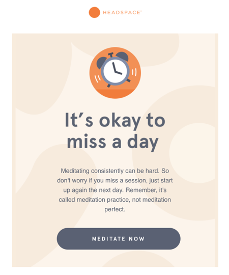 personalized email sent by Headspace based on customer's history