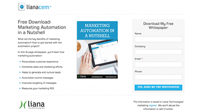 marketing automation whitepaper landing page by LianaCEM