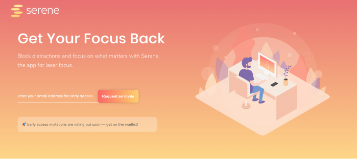 Sneak-peek landing page example