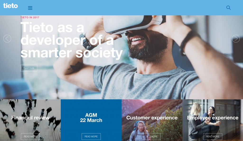 Tieto's annual report, done by Liana Technologies and Miltton